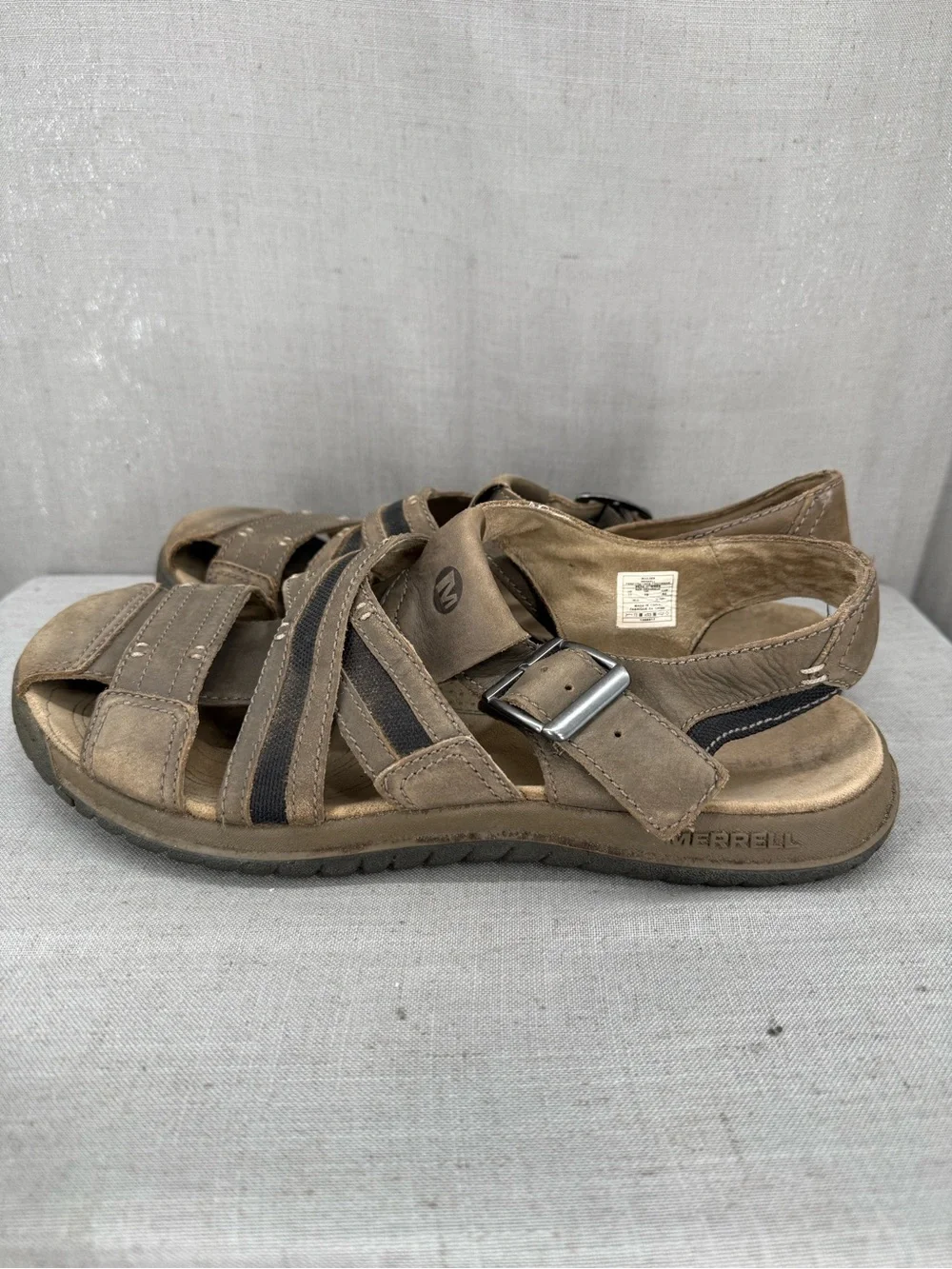 Merrell Espresso mens brown leather fisherman sandals size 11
